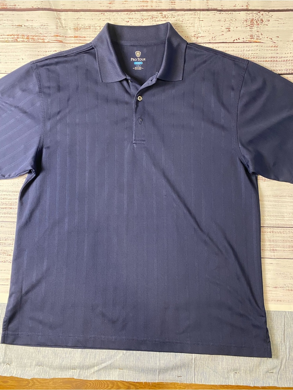 Pro Tour Classic Navy Polo Shirt with Cool Play Sz-L